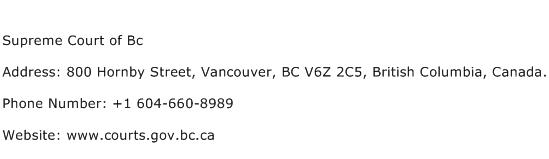 Supreme Court of Bc Address Contact Number