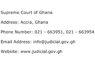 Supreme Court of Ghana Address Contact Number