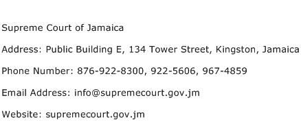 Supreme Court of Jamaica Address Contact Number