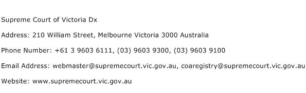 Supreme Court of Victoria Dx Address Contact Number