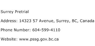 Surrey Pretrial Address Contact Number