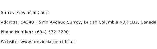 Surrey Provincial Court Address Contact Number