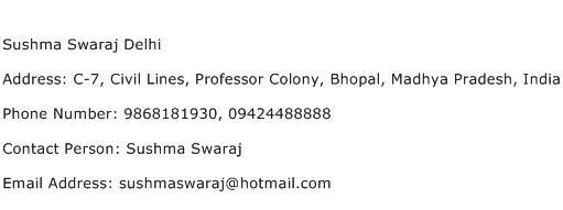 Sushma Swaraj Delhi Address Contact Number
