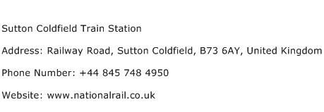 Sutton Coldfield Train Station Address Contact Number
