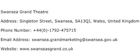 Swansea Grand Theatre Address Contact Number