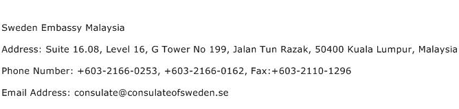 Sweden Embassy Malaysia Address Contact Number