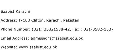 Szabist Karachi Address Contact Number