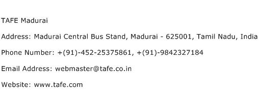 TAFE Madurai Address Contact Number