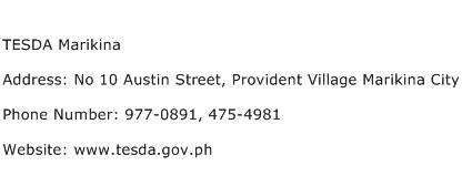TESDA Marikina Address Contact Number