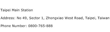 Taipei Main Station Address Contact Number