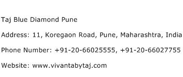 Taj Blue Diamond Pune Address Contact Number