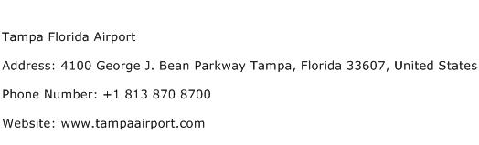 Tampa Florida Airport Address Contact Number