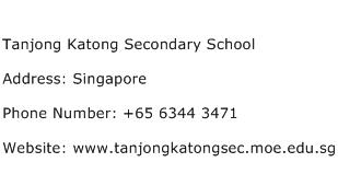 Tanjong Katong Secondary School Address Contact Number