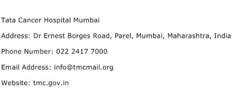 Tata Cancer Hospital Mumbai Address Contact Number