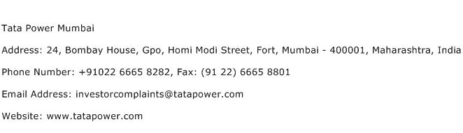 Tata Power Mumbai Address Contact Number