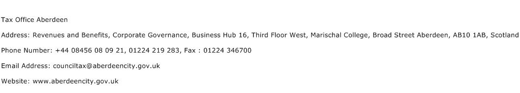 Tax Office Aberdeen Address Contact Number