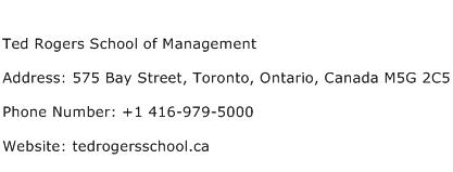 Ted Rogers School of Management Address Contact Number