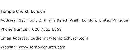 Temple Church London Address Contact Number
