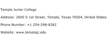 Temple Junior College Address Contact Number