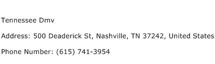 Tennessee Dmv Address Contact Number