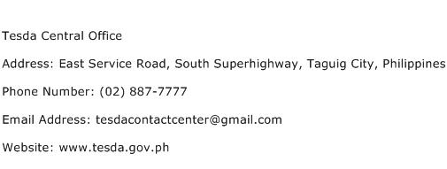 Tesda Central Office Address Contact Number