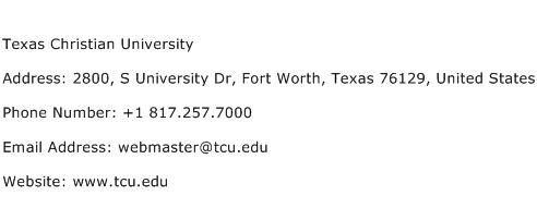Texas Christian University Address Contact Number