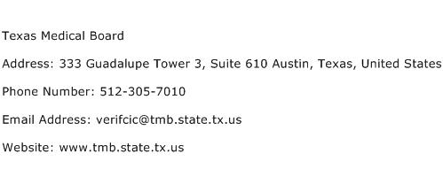 Texas Medical Board Address Contact Number