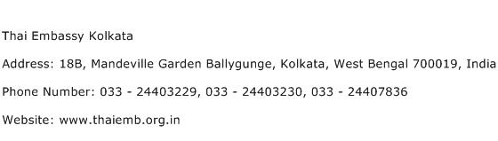 Thai Embassy Kolkata Address Contact Number