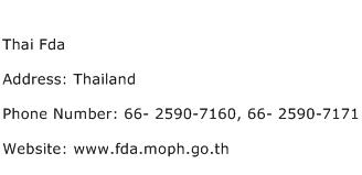 Thai Fda Address Contact Number