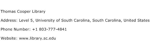Thomas Cooper Library Address Contact Number