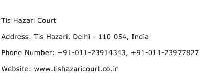 Tis Hazari Court Address Contact Number