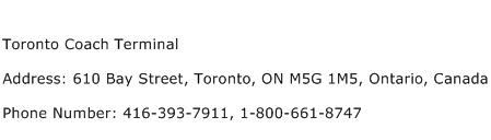 Toronto Coach Terminal Address Contact Number