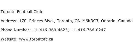 Toronto Football Club Address Contact Number