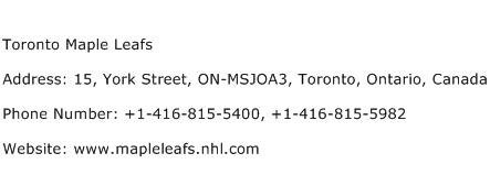 Toronto Maple Leafs Address Contact Number