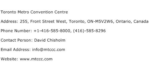 Toronto Metro Convention Centre Address Contact Number