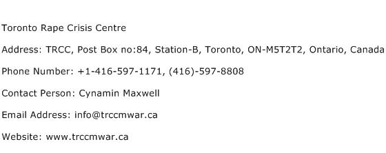 Toronto Rape Crisis Centre Address Contact Number