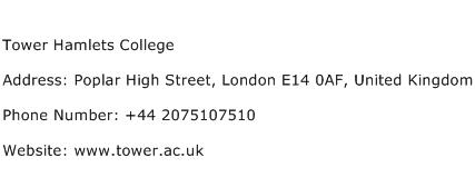 Tower Hamlets College Address Contact Number