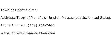 Town of Mansfield Ma Address Contact Number