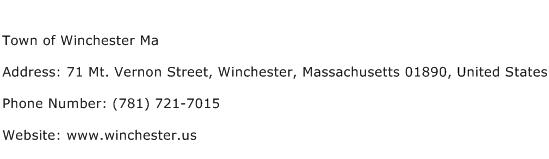 Town of Winchester Ma Address Contact Number