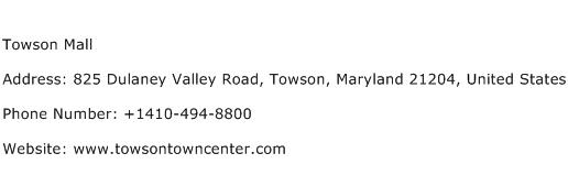 Towson Mall Address Contact Number