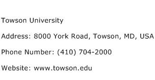 Towson University Address Contact Number