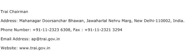 Trai Chairman Address Contact Number