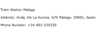 Train Station Malaga Address Contact Number