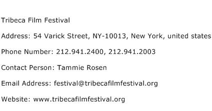 Tribeca Film Festival Address Contact Number