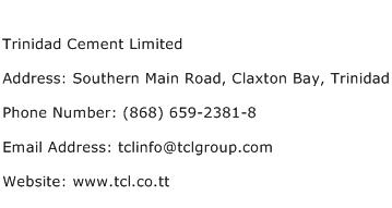 Trinidad Cement Limited Address Contact Number