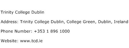 Trinity College Dublin Address Contact Number