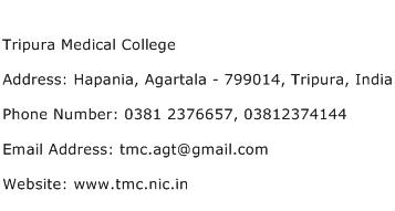 Tripura Medical College Address Contact Number