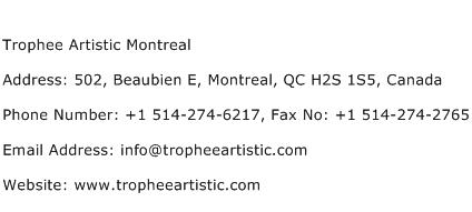 Trophee Artistic Montreal Address Contact Number