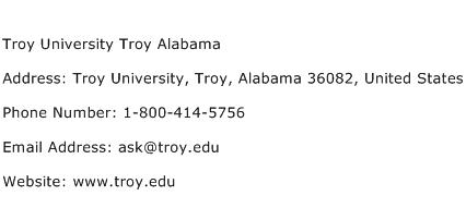 Troy University Troy Alabama Address Contact Number