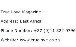 True Love Magazine Address Contact Number